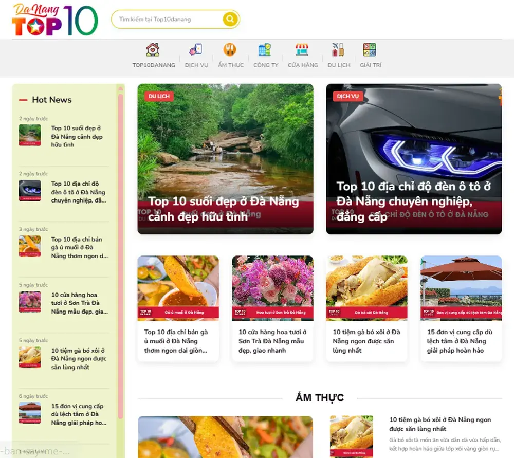 Giao diện Top10danang - Trang Toplist Đà Nẵng uy tín